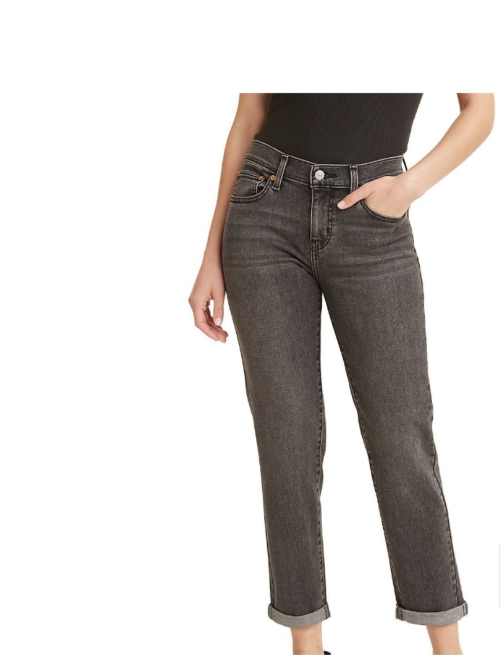 Levi's Boyfriend Mid Rise Straight Leg Women's Jeans - Charcoal Gray, 29 & 30